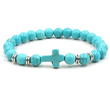 Load image into Gallery viewer, Turquoise Beaded Bracelet Jesus Cross Christian - Jewelry Store by Erik Rayo
