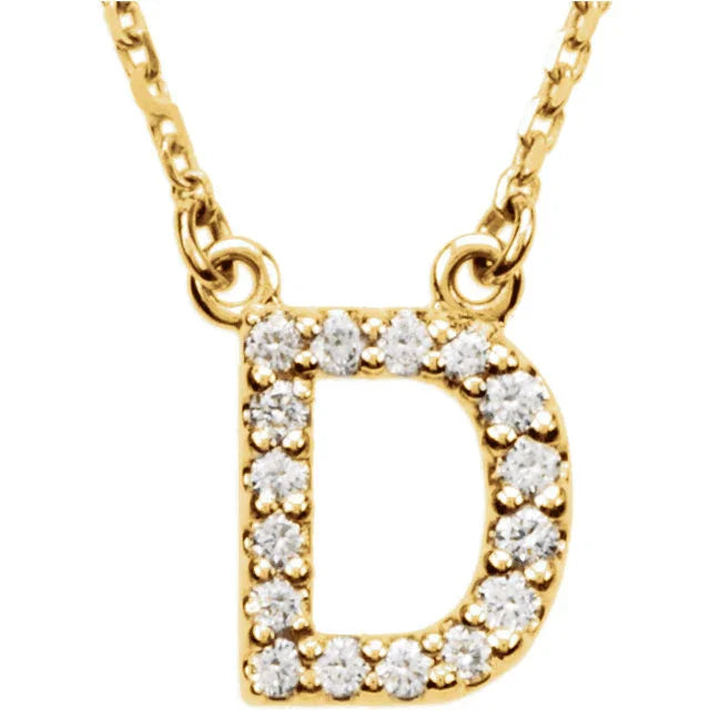 14k Yellow White or Rose Gold Diamond Initial Letter D Pendant Necklace 18" - Jewelry Store by Erik Rayo