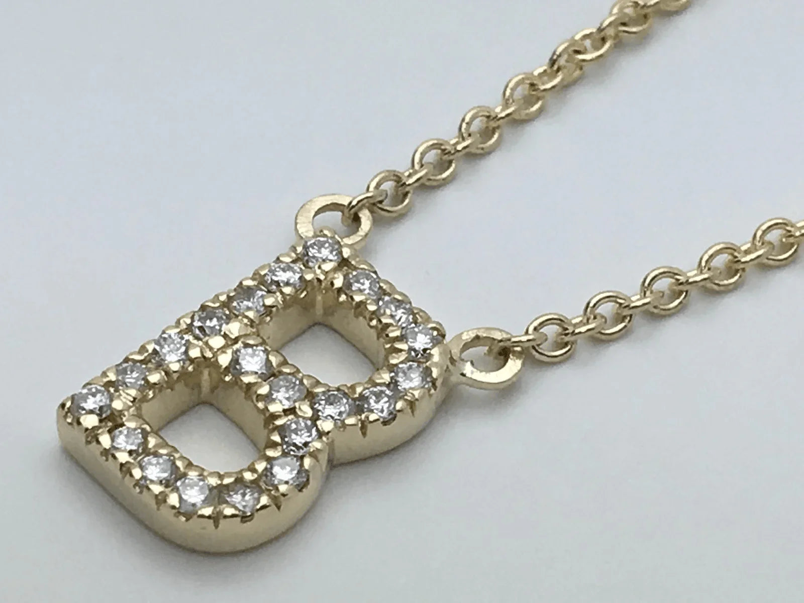 14k Yellow White or Rose Gold Diamond Initial Letter B Pendant Necklace 18" - Jewelry Store by Erik Rayo