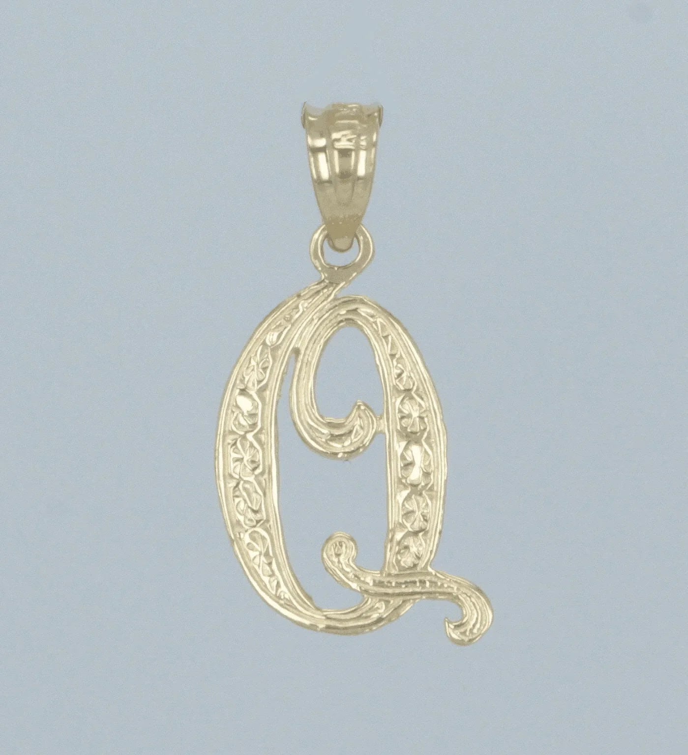 14k Yellow or White Gold Initial Letter Q Alphabet A-Z Charm Pendant - Jewelry Store by Erik Rayo