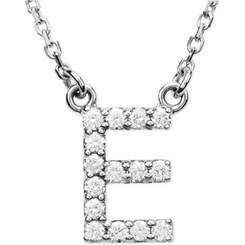 14k Yellow White or Rose Gold Diamond Initial Letter E Pendant Necklace 18" - Jewelry Store by Erik Rayo