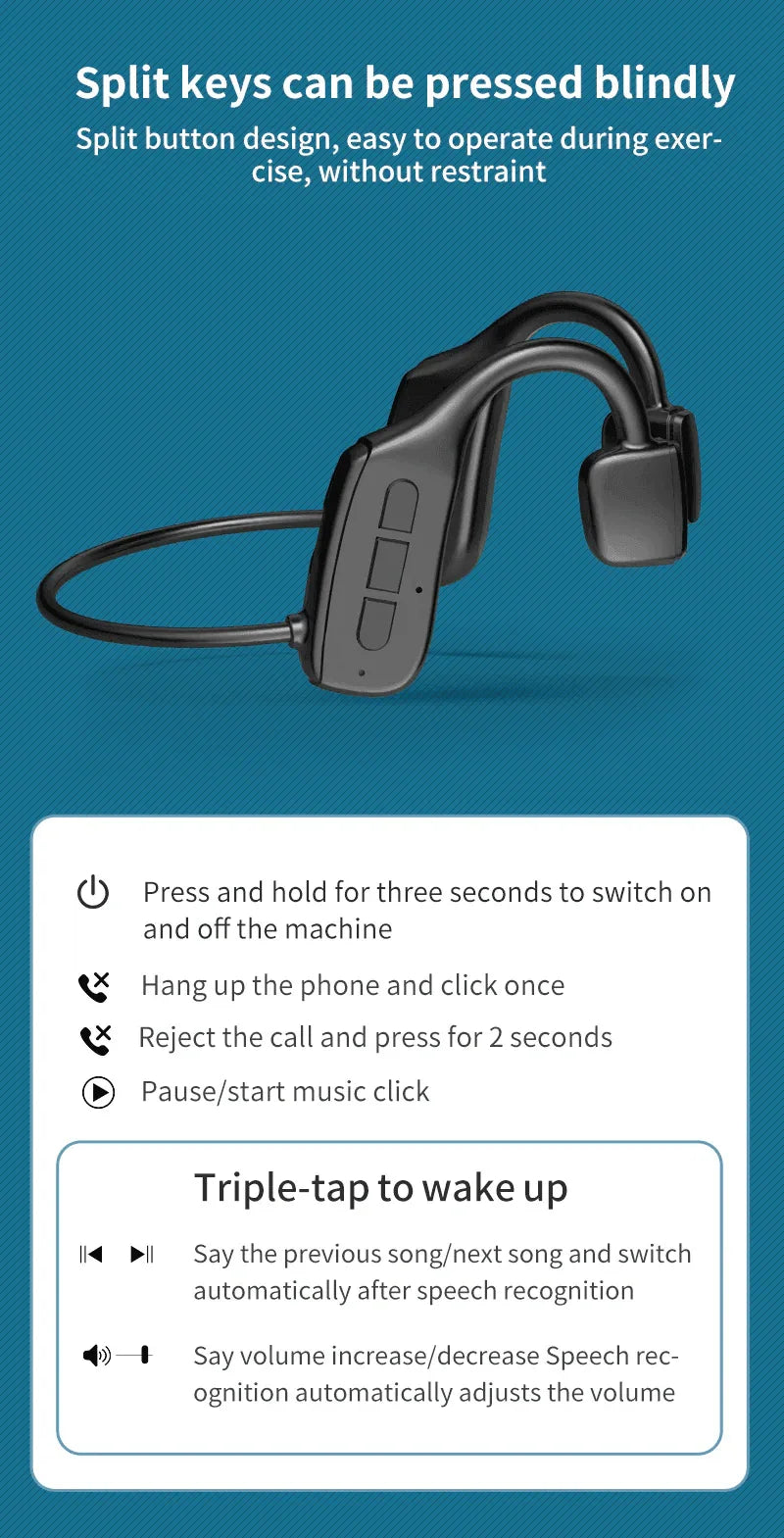 Bone Conduction Headphones Bluetooth 5.1 Wireless Headset Earbuds Outdoor Sport - Jewelry Store by Erik Rayo