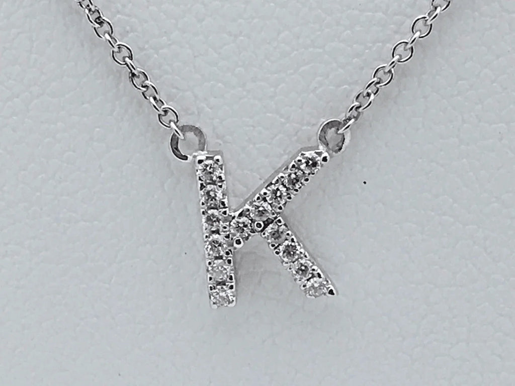 14k Yellow White or Rose Gold Diamond Initial Letter K Pendant Necklace 18" - Jewelry Store by Erik Rayo