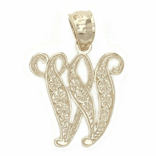14k Yellow or White Gold Initial Letter W Alphabet A-Z Charm Pendant - Jewelry Store by Erik Rayo