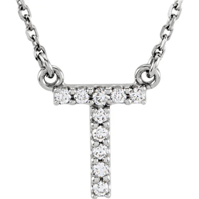 14k Yellow White or Rose Gold Diamond Initial Letter T Pendant Necklace 18" - Jewelry Store by Erik Rayo