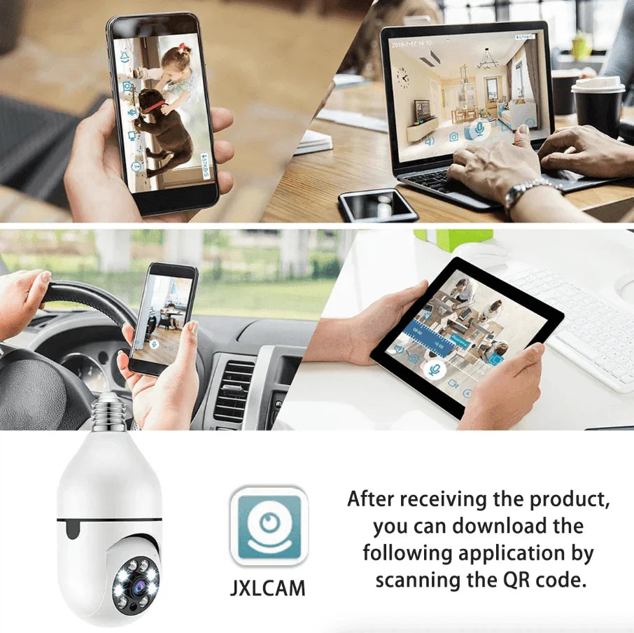 360° 1080P IP E27 Light Bulb Camera Wi-Fi IR Night Smart Home Wireless Security - Jewelry Store by Erik Rayo