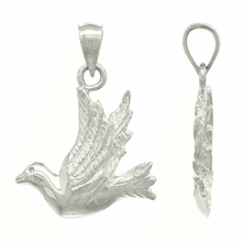 Load image into Gallery viewer, 14k Yellow White or Rose Gold Flying Dove Bird Charm Pendant
