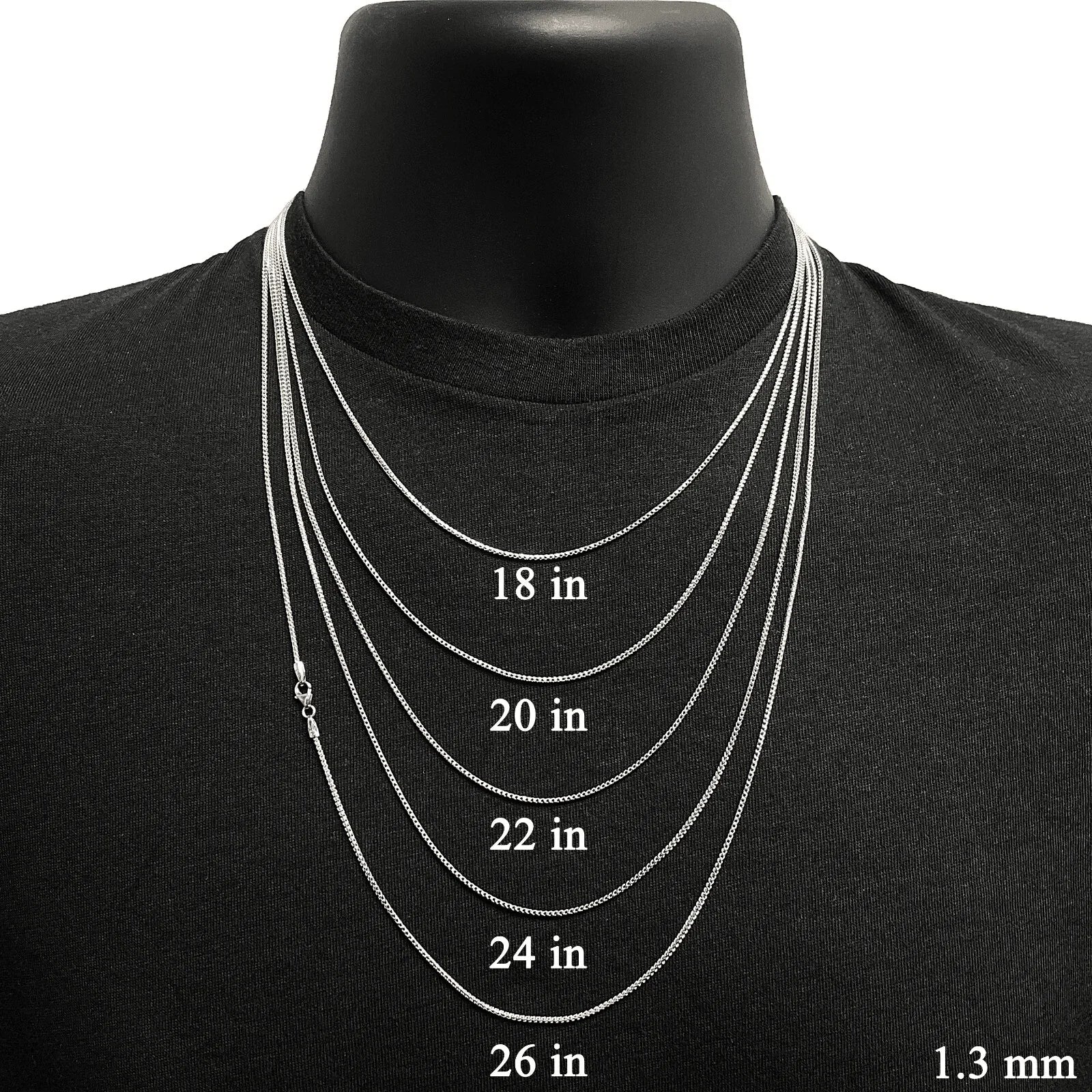Italian 14k White Gold Solid Diamond Cut Franco Chain Necklace 22" 1.3mm 4.8gram - Jewelry Store by Erik Rayo