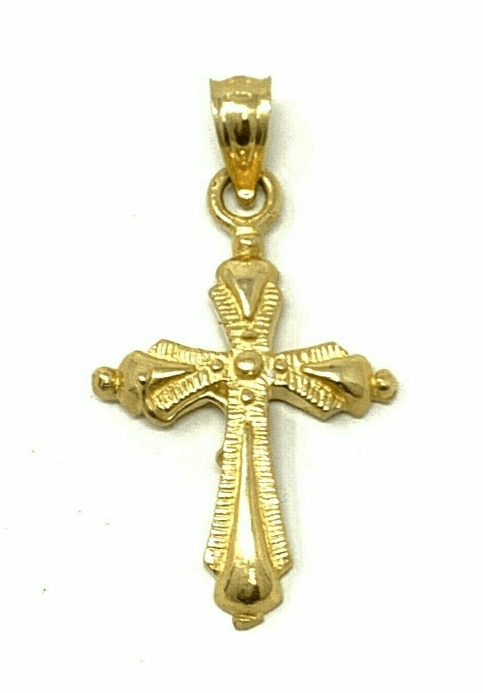 14k Yellow Gold Solid Small Cross Religious Charm Pendant 1.2 grams