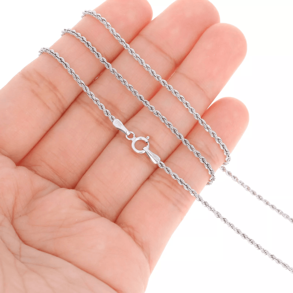 14K White Gold Diamond Cut Rope Chains Necklaces For Men and Women - Jewelry Store by Erik Rayo