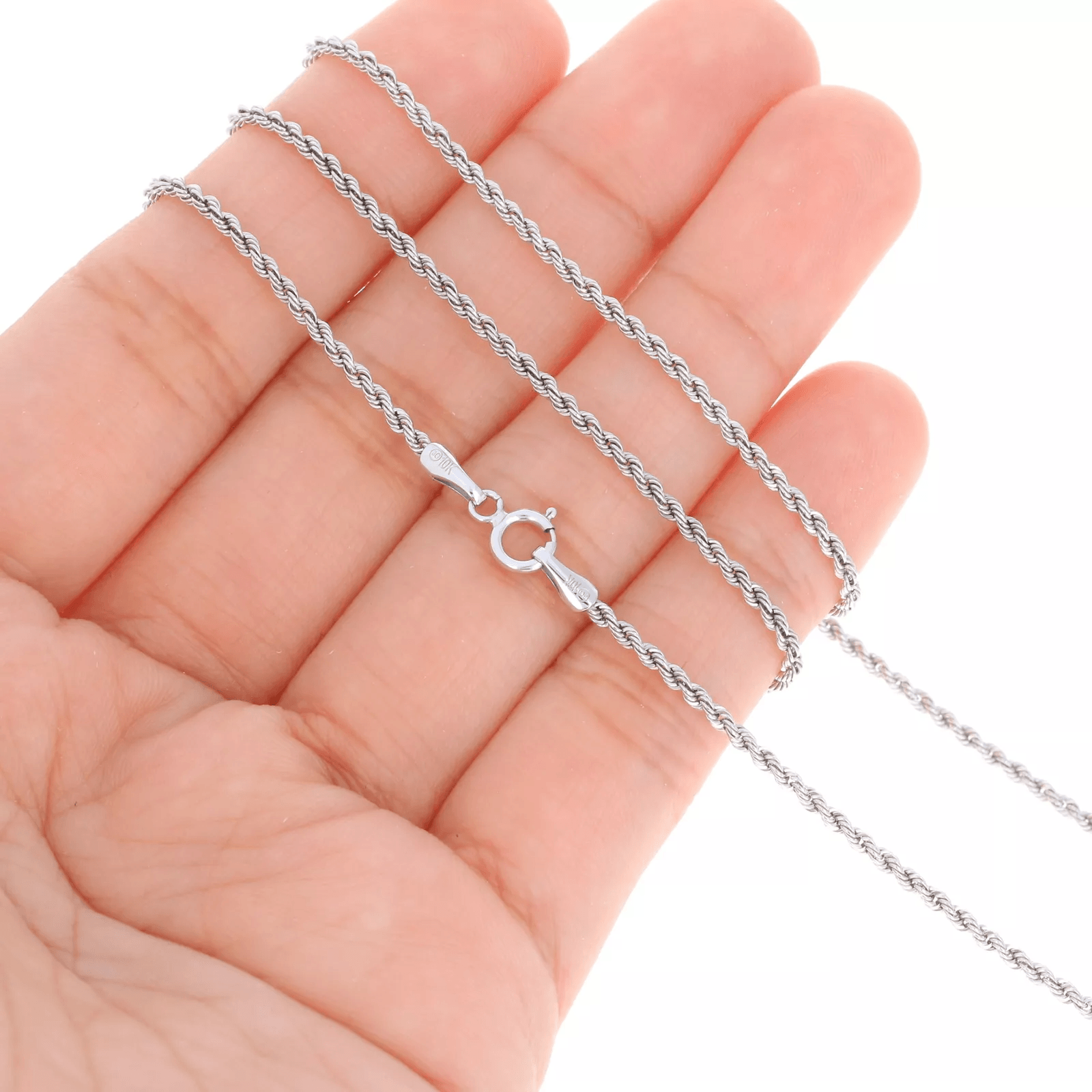 14K White Gold Diamond Cut Rope Chains Necklaces For Men and Women - Jewelry Store by Erik Rayo