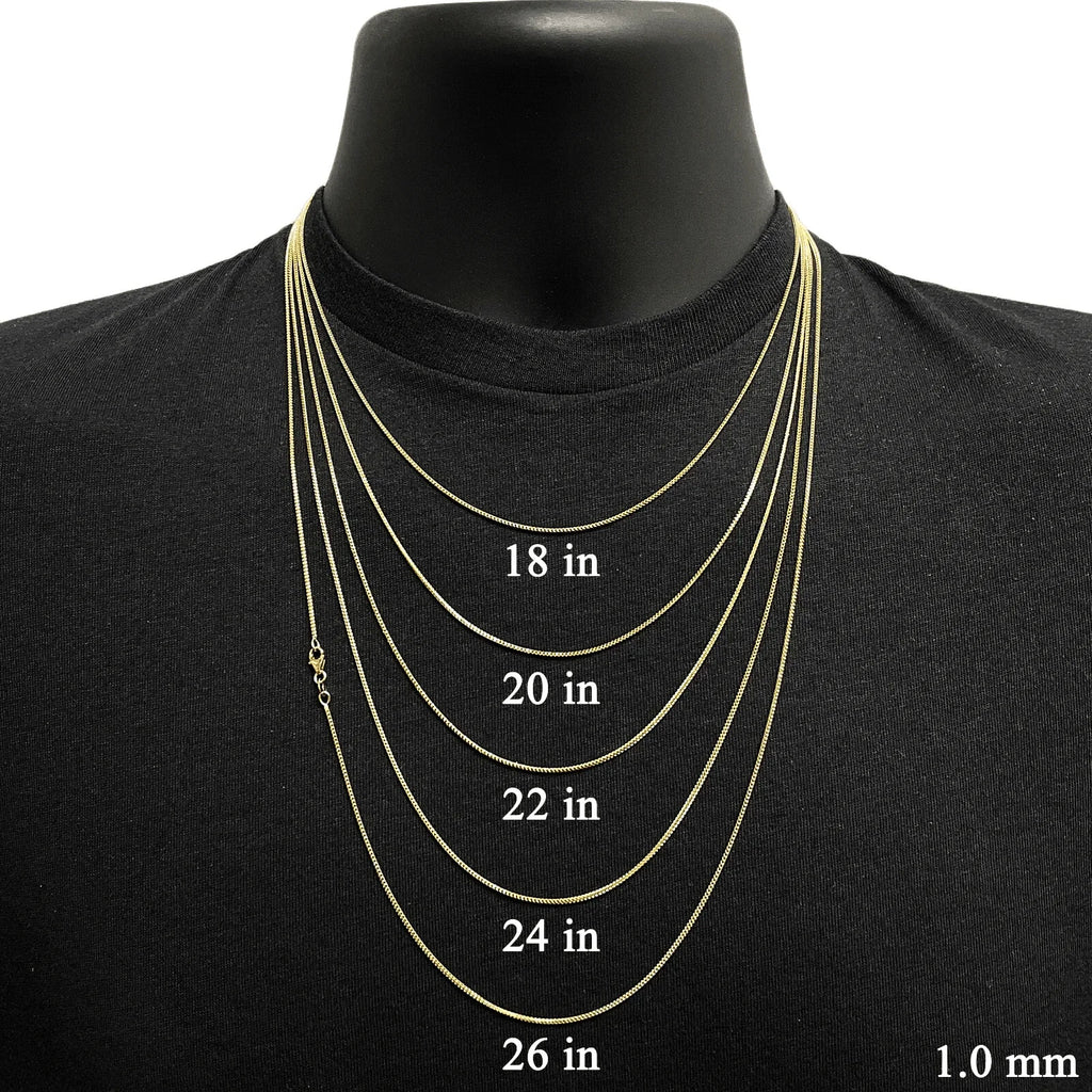 Italian 14k Yellow Gold Solid Diamond Cut Franco Chain Necklace 22" 1mm 3.2grams - Jewelry Store by Erik Rayo