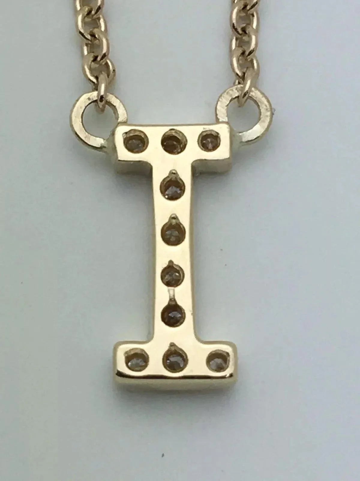14k Yellow White or Rose Gold Diamond Initial Letter I Pendant Necklace 18" - Jewelry Store by Erik Rayo