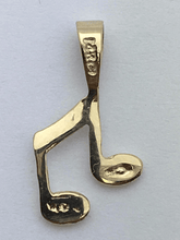 Load image into Gallery viewer, 14k Yellow Gold Solid Musical Note 8th Music Note Charm Pendant 0.4 gram
