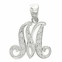 Load image into Gallery viewer, 14k Yellow or White Gold Initial Letter M Alphabet A-Z Charm Pendant
