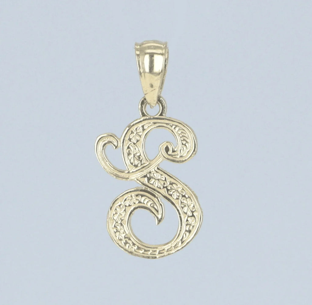 14k Yellow or White Gold Initial Letter S Alphabet A-Z Charm Pendant - Jewelry Store by Erik Rayo