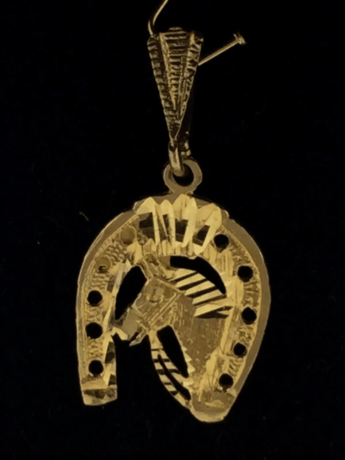 14k Yellow Gold Solid Horse Head Horse Shoe Charm Pendant 1.3 grams - Jewelry Store by Erik Rayo