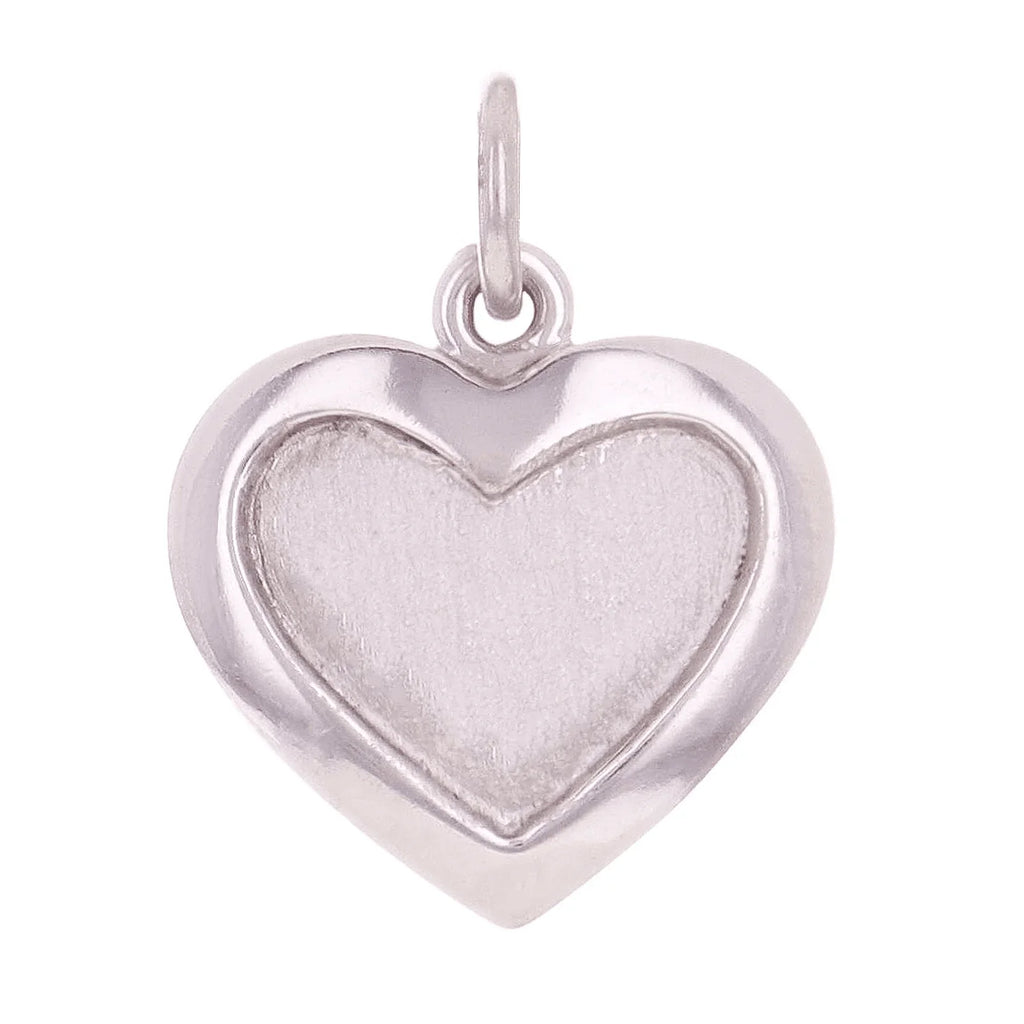 Italian 14k White Gold Satin & Polished Finish Small Heart Charm Pendant 1 gram - Jewelry Store by Erik Rayo