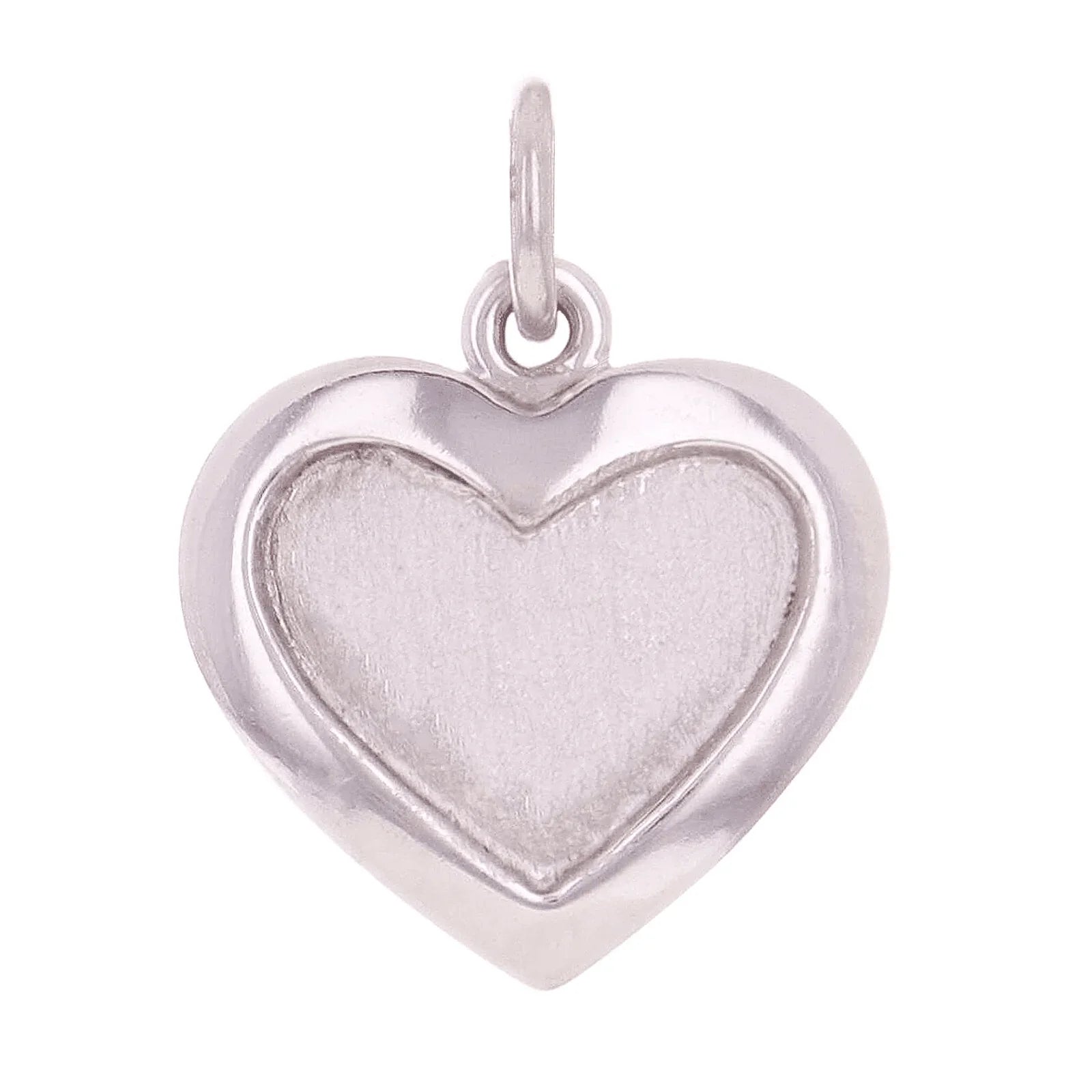 Italian 14k White Gold Satin & Polished Finish Small Heart Charm Pendant 1 gram - Jewelry Store by Erik Rayo