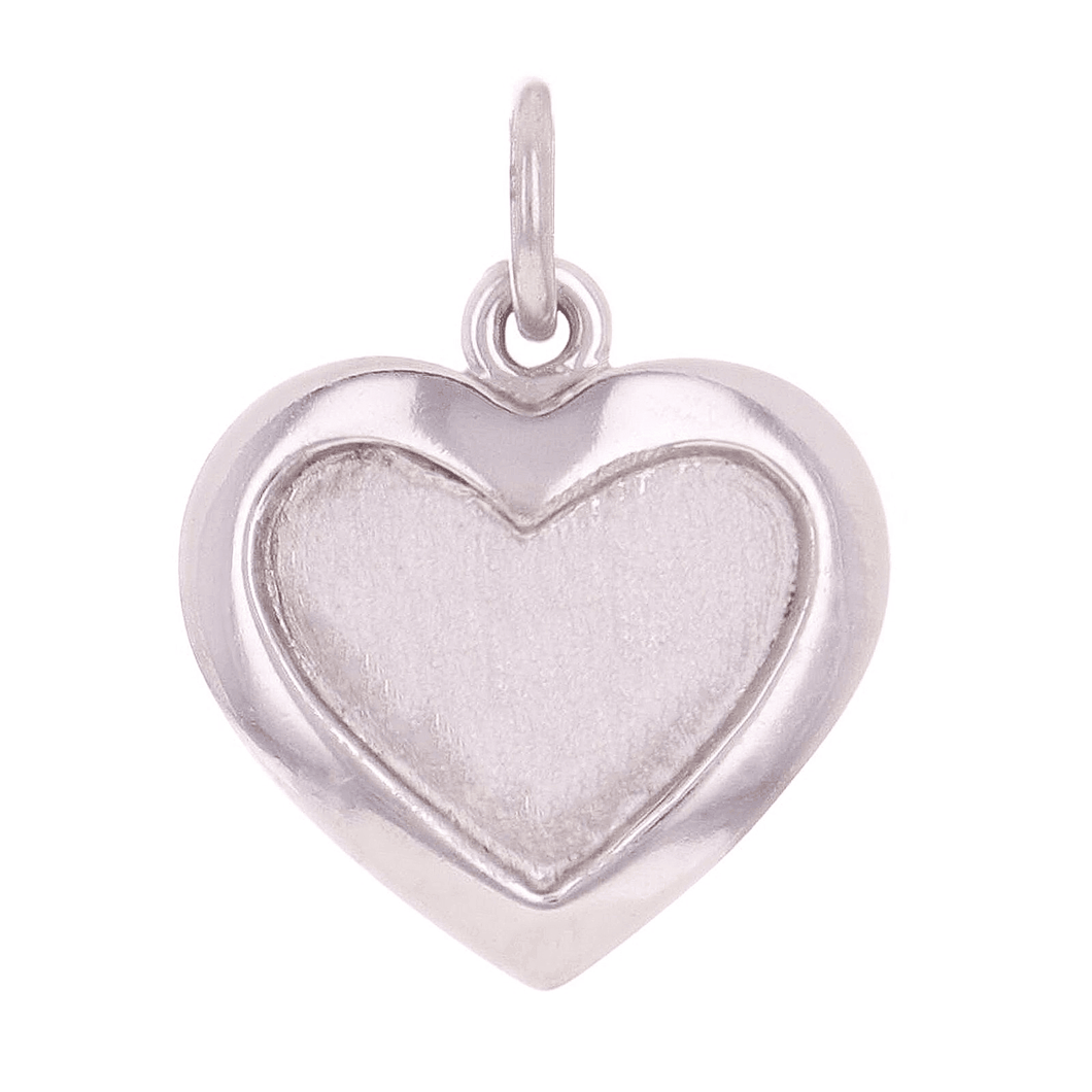 Italian 14k White Gold Satin & Polished Finish Small Heart Charm Pendant 1 gram