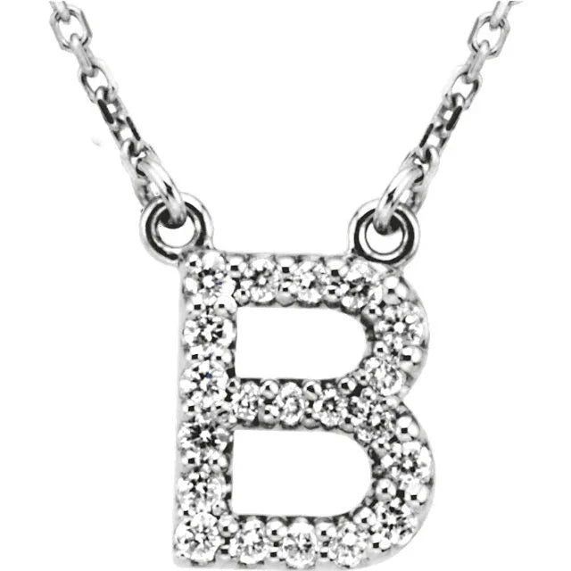 14k Yellow White or Rose Gold Diamond Initial Letter B Pendant Necklace 18" - Jewelry Store by Erik Rayo