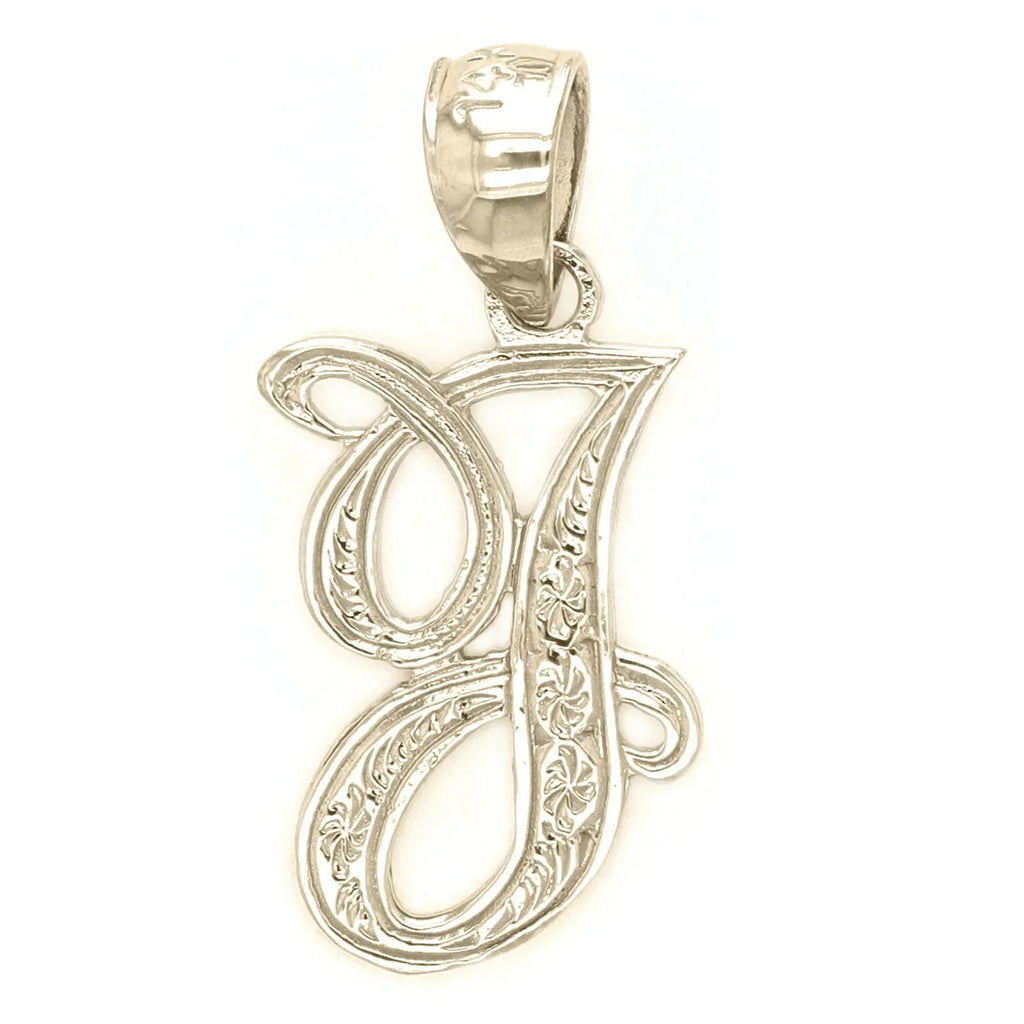 14k Yellow or White Gold Initial Letter J Alphabet A-Z Charm Pendant - Jewelry Store by Erik Rayo