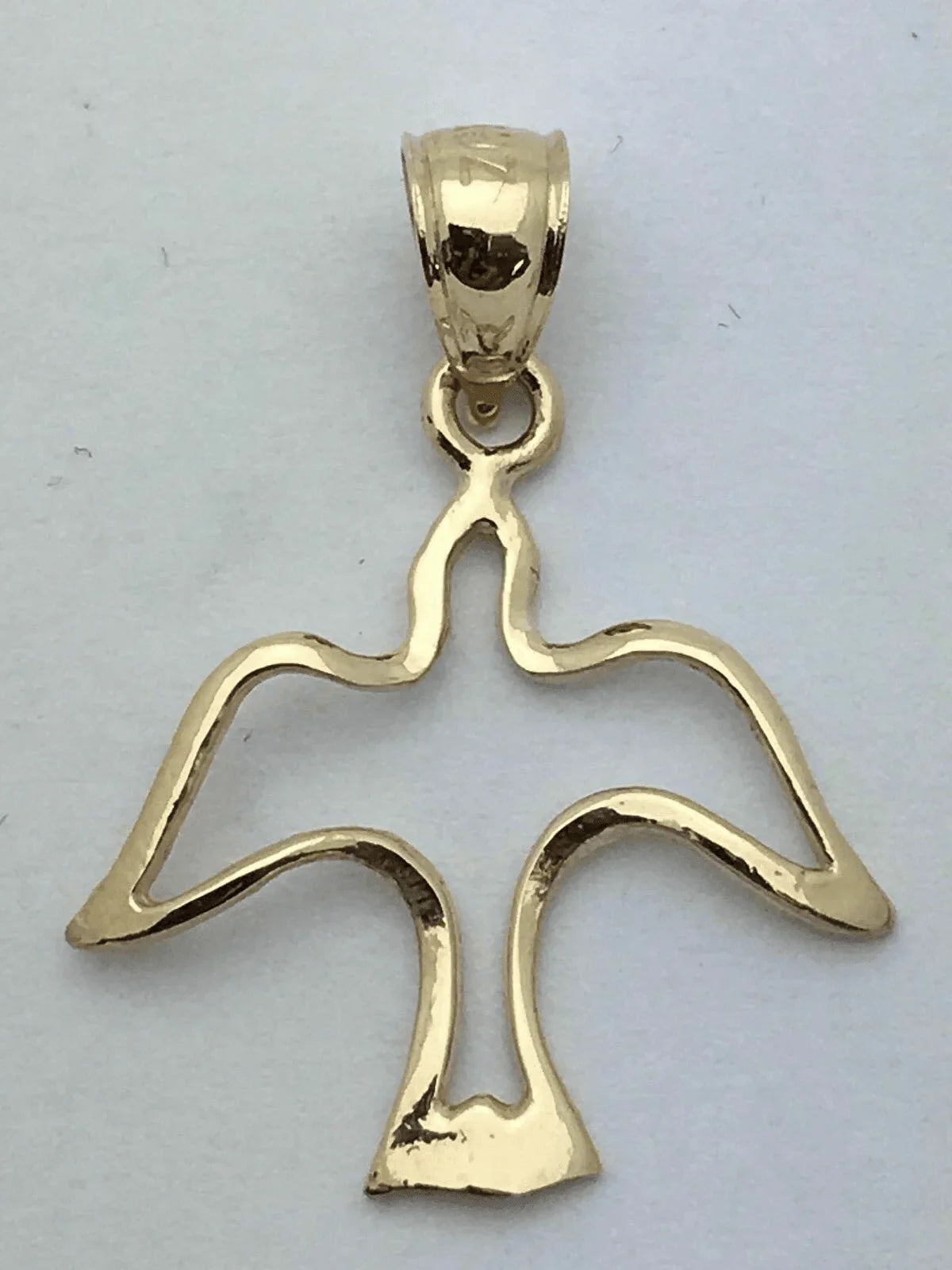 14k Yellow Gold Solid Outline Bird Peace Dove Charm Pendant 0.7 gram - Jewelry Store by Erik Rayo