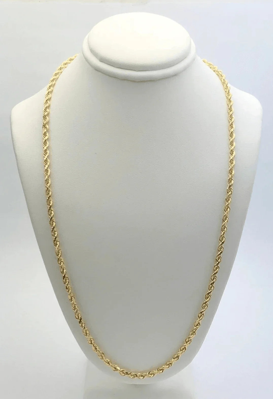 14k Yellow Gold Solid Diamond Cut Rope Chain Necklace 18" 3mm 14 grams - Jewelry Store by Erik Rayo