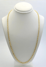 Load image into Gallery viewer, 14k Yellow Gold Solid Diamond Cut Rope Chain Necklace 18&quot; 3mm 14 grams
