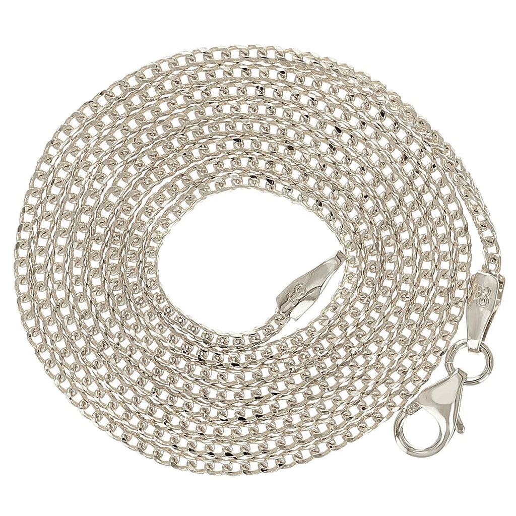 Italian 14k White Gold Solid Diamond Cut Franco Chain Necklace 22" 1.3mm 4.8gram - Jewelry Store by Erik Rayo