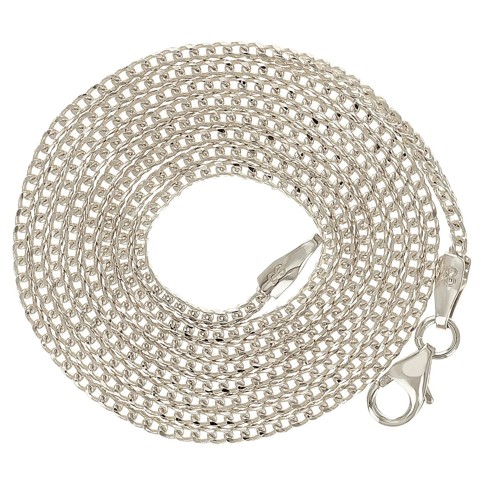 Italian 14k White Gold Solid Diamond Cut Franco Chain Necklace 22" 1.3mm 4.8gram - Jewelry Store by Erik Rayo