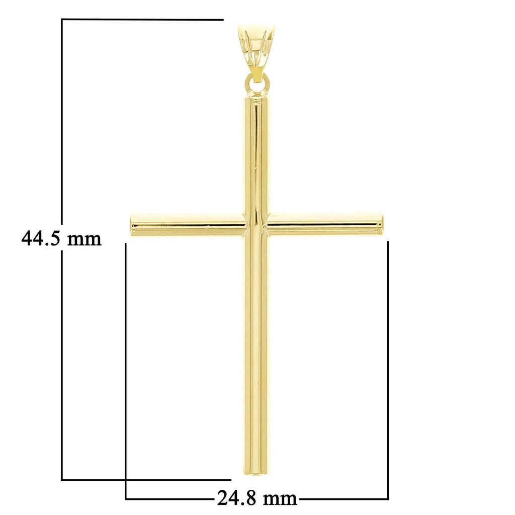 Italian 14k Yellow Gold Hollow Polished Plain Cross Charm Pendant 1.5" 1.2 grams - Jewelry Store by Erik Rayo