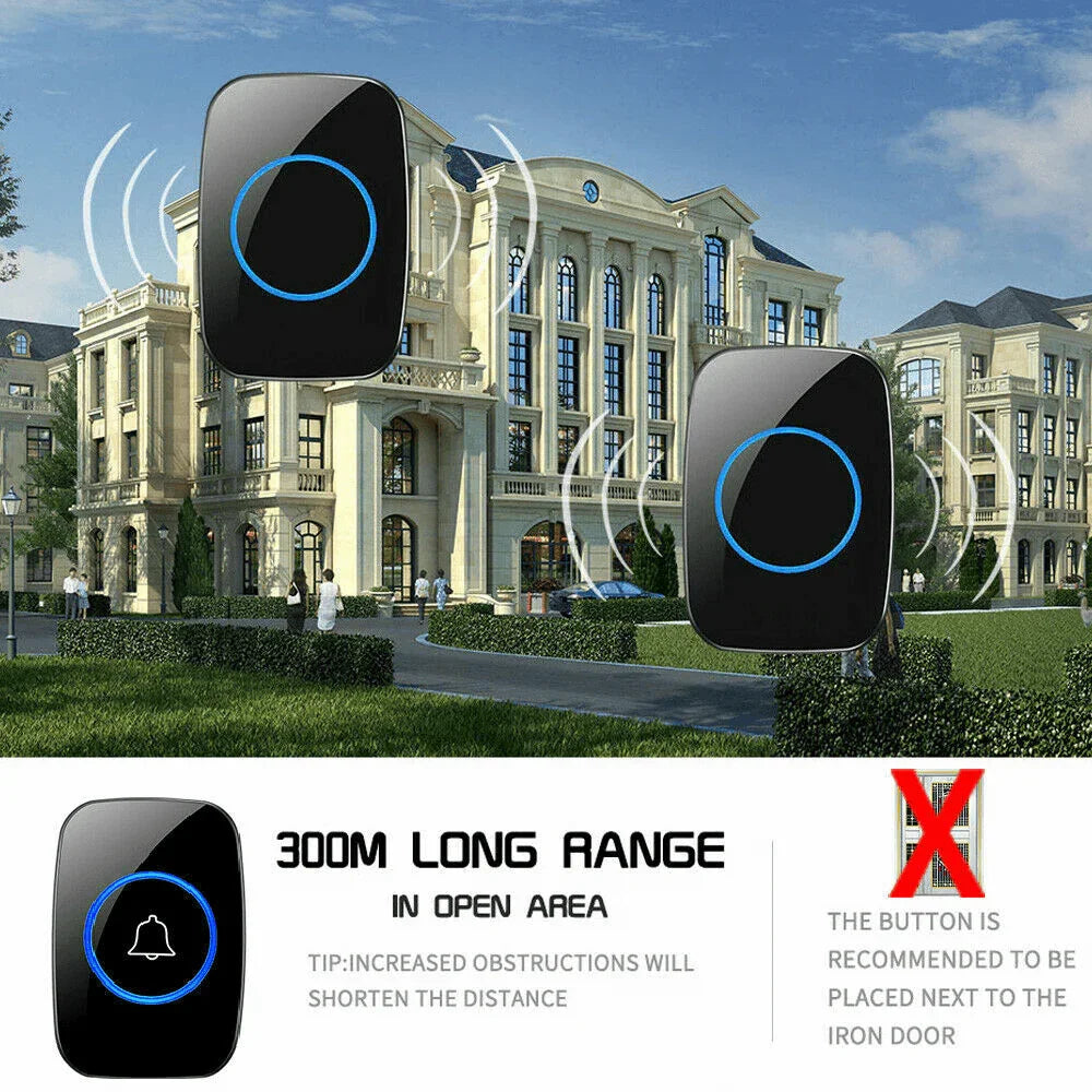 Wireless Doorbell Chime Waterproof Plugin Receiver Adjustable Volume 1000FT Kit - Jewelry Store by Erik Rayo