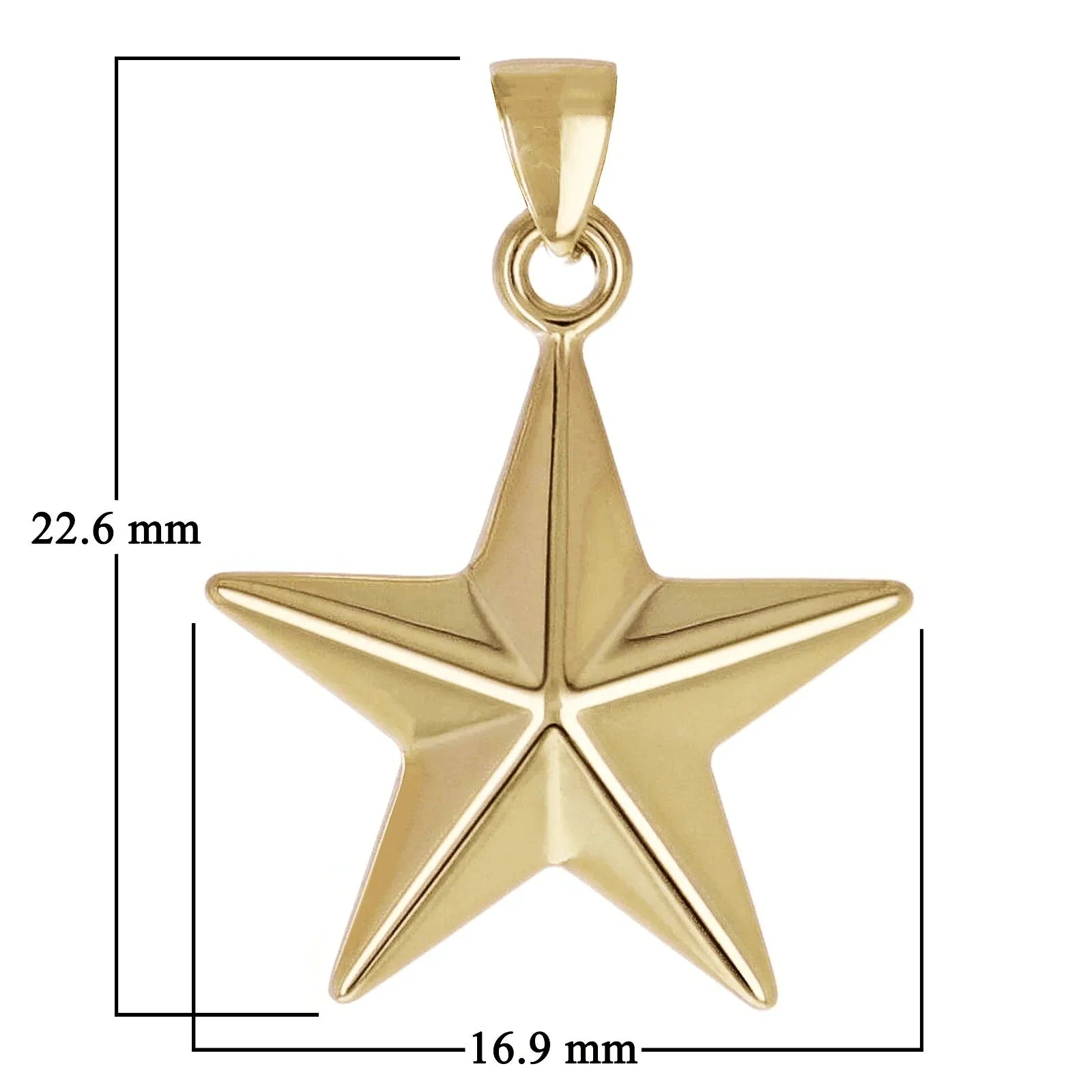 Italian 14k Yellow Gold 3D STAR Charm Pendant 22.6mm x 16.9mm 0.9 gram - Jewelry Store by Erik Rayo