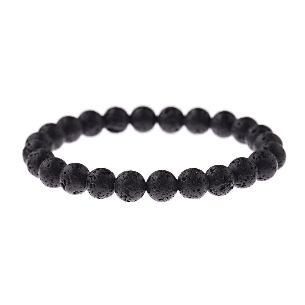 Lava Rock Stone Beaded Bracelet Jesus Cross Christian in Fiusha - Jewelry Store by Erik Rayo
