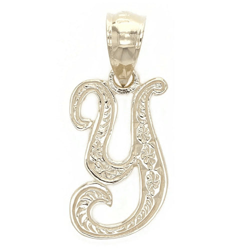14k Yellow or White Gold Initial Letter Y Alphabet A-Z Charm Pendant - Jewelry Store by Erik Rayo