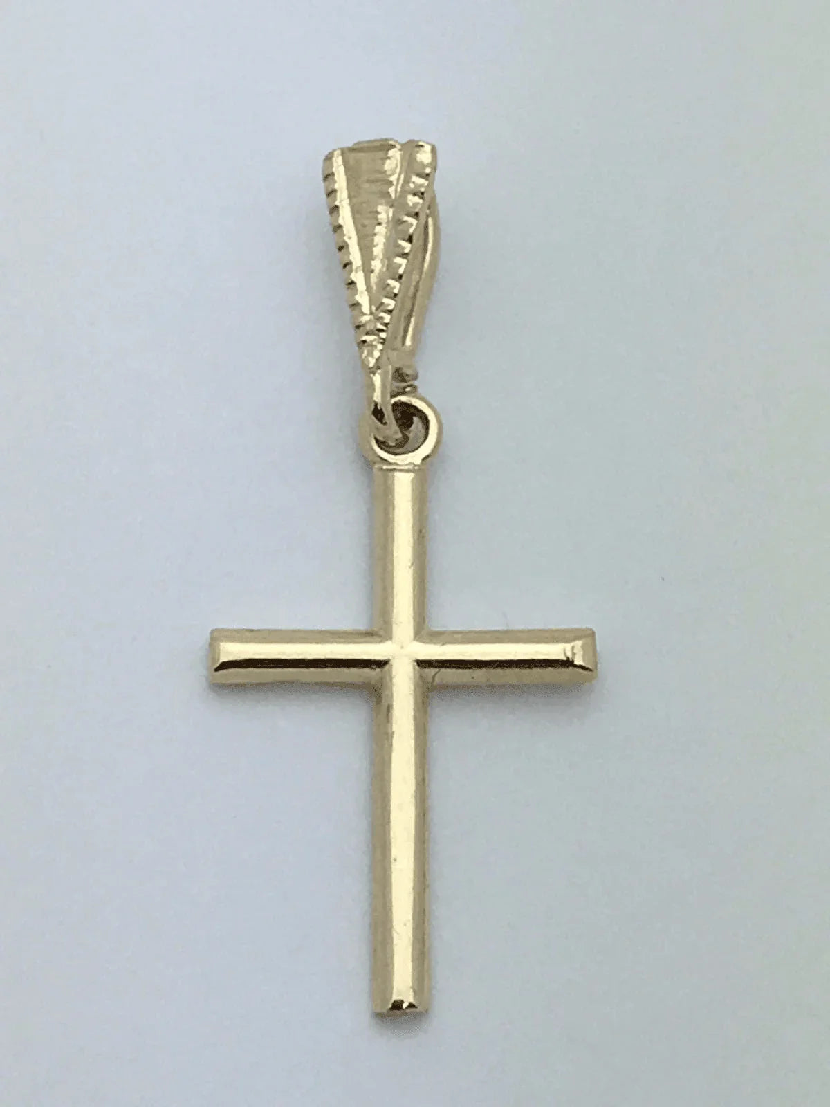 14k Yellow Gold Solid Plain High Polish Cross Religious Charm Pendant 0.9gram - Jewelry Store by Erik Rayo