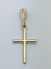 Load image into Gallery viewer, 14k Yellow Gold Solid Plain High Polish Cross Religious Charm Pendant 0.9gram
