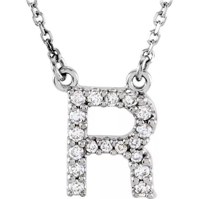 14k Yellow White or Rose Gold Diamond Initial Letter R Pendant Necklace 18" - Jewelry Store by Erik Rayo