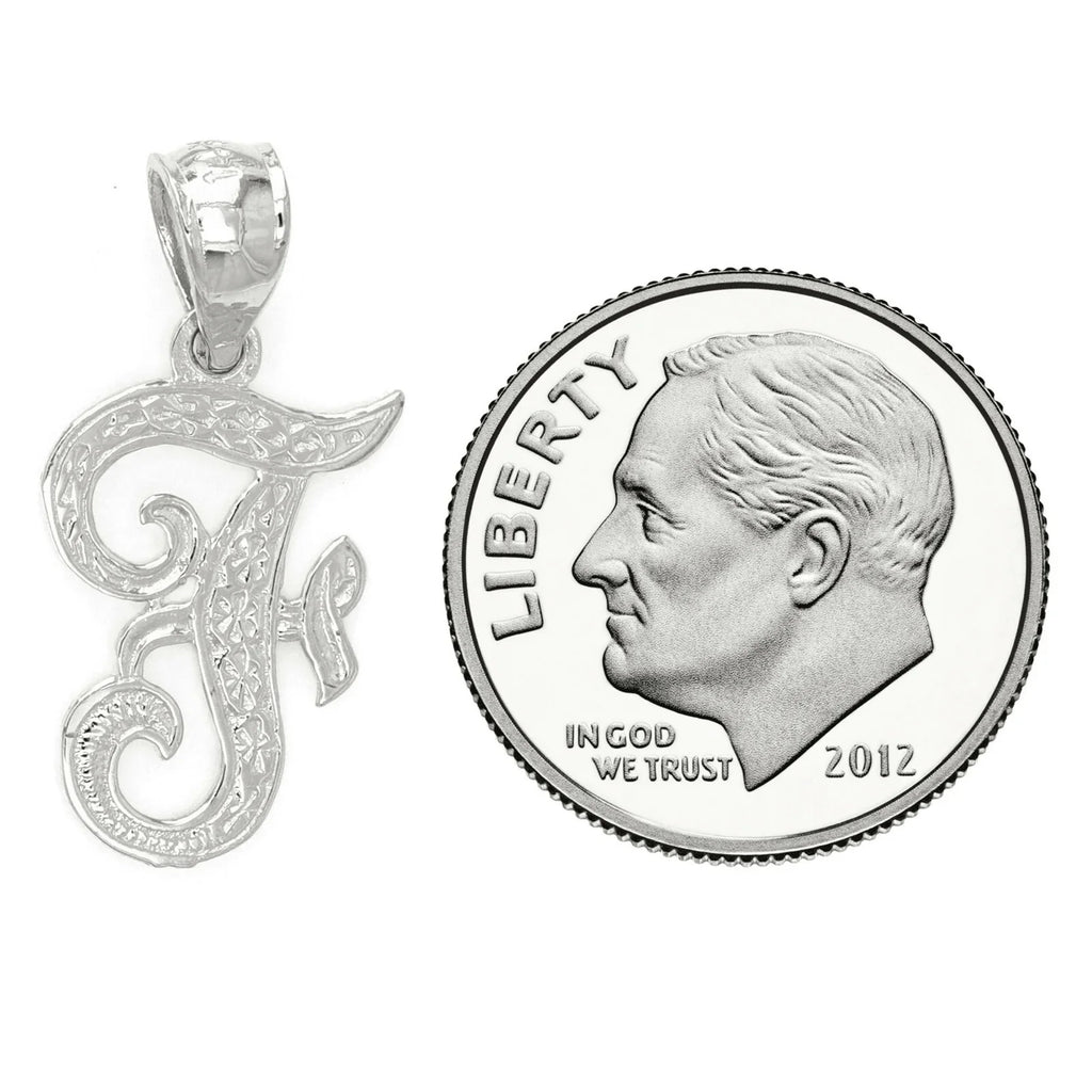 14k Yellow or White Gold Initial Letter F Alphabet A-Z Charm Pendant - Jewelry Store by Erik Rayo