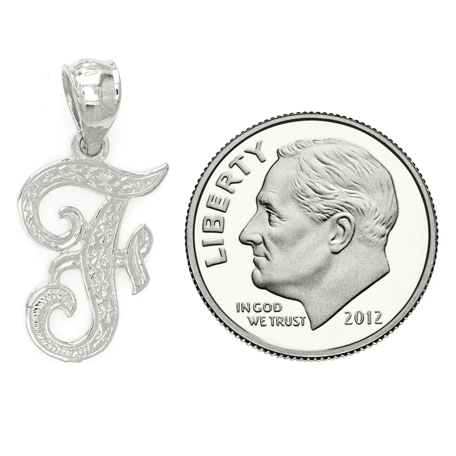 14k Yellow or White Gold Initial Letter F Alphabet A-Z Charm Pendant - Jewelry Store by Erik Rayo