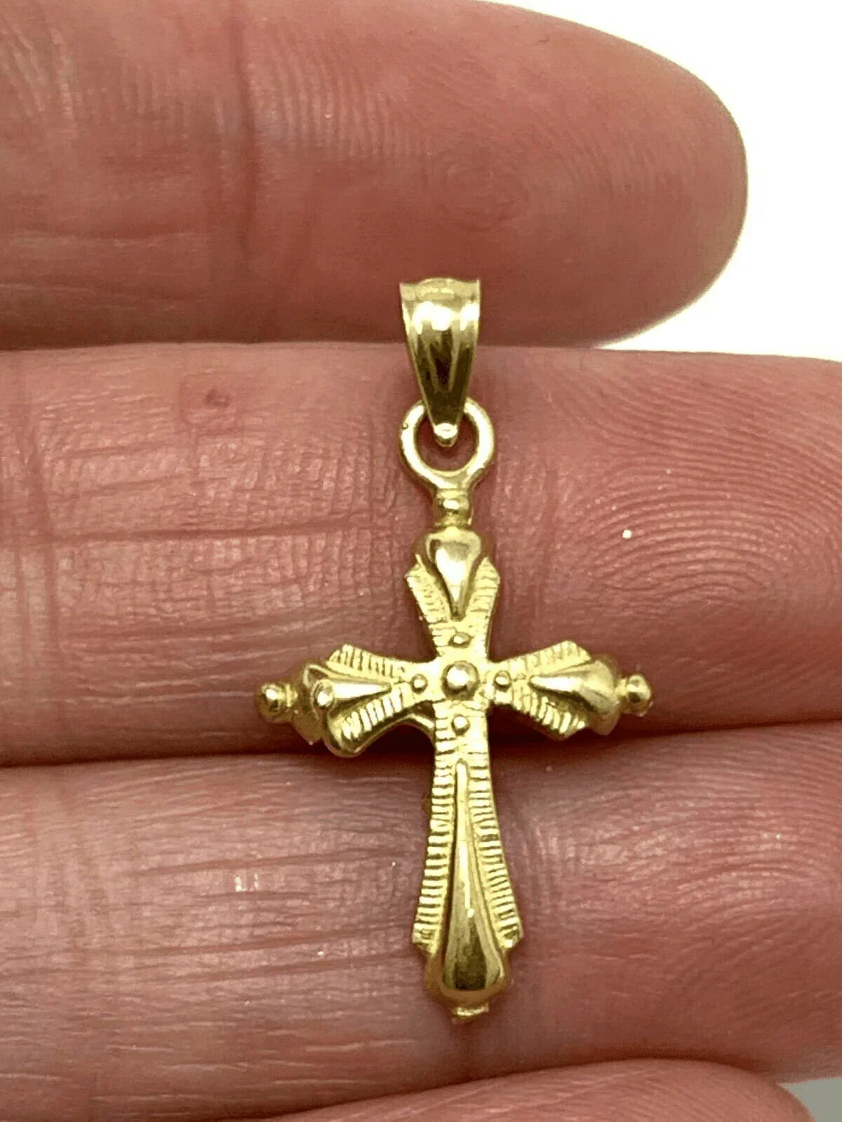 14k Yellow Gold Solid Small Cross Religious Charm Pendant 1.2 grams - Jewelry Store by Erik Rayo