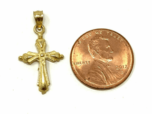 Load image into Gallery viewer, 14k Yellow Gold Solid Small Cross Religious Charm Pendant 1.2 grams
