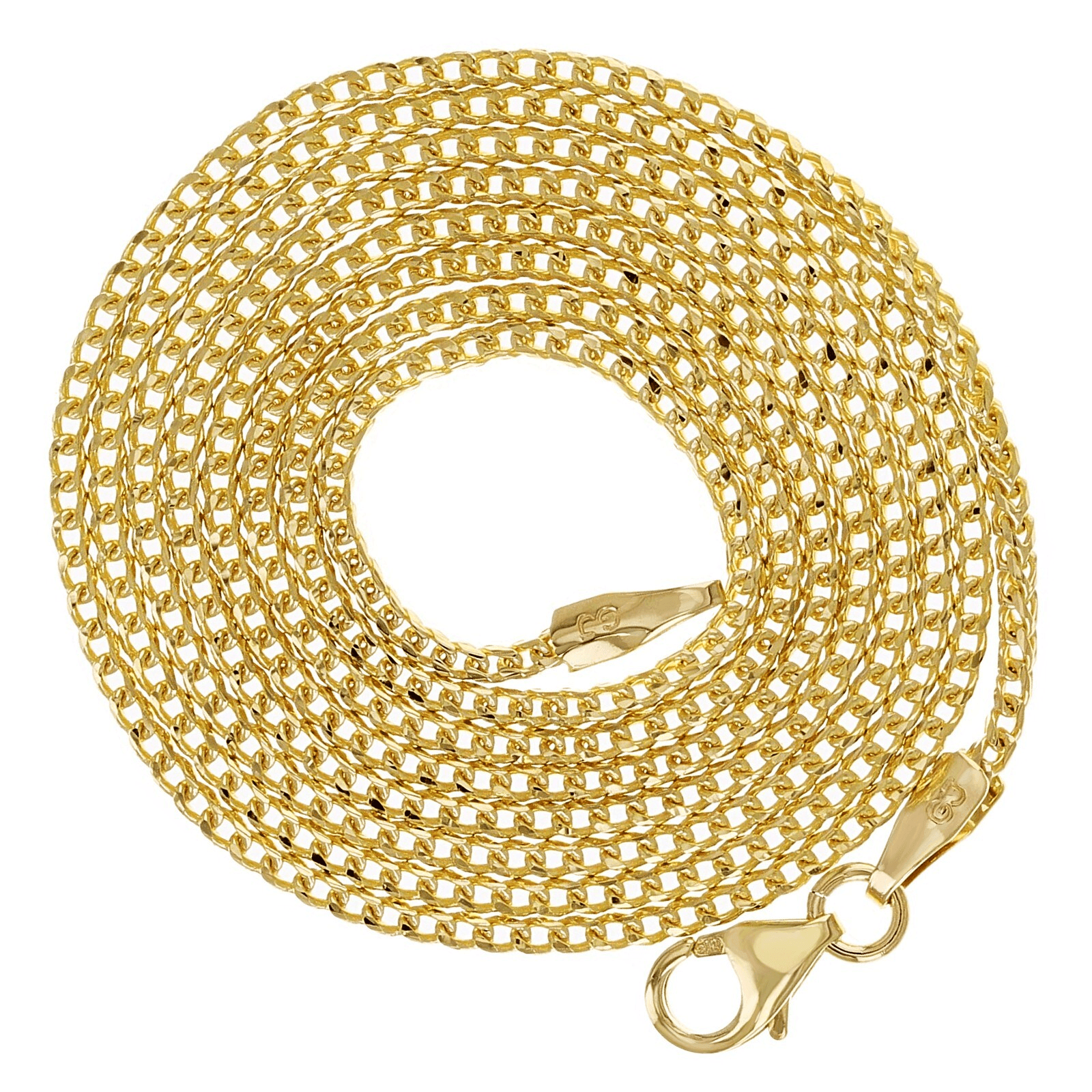 Italian 14k Yellow Gold Solid Diamond Cut Franco Chain Necklace 18" 1.2mm 3.7g - Jewelry Store by Erik Rayo