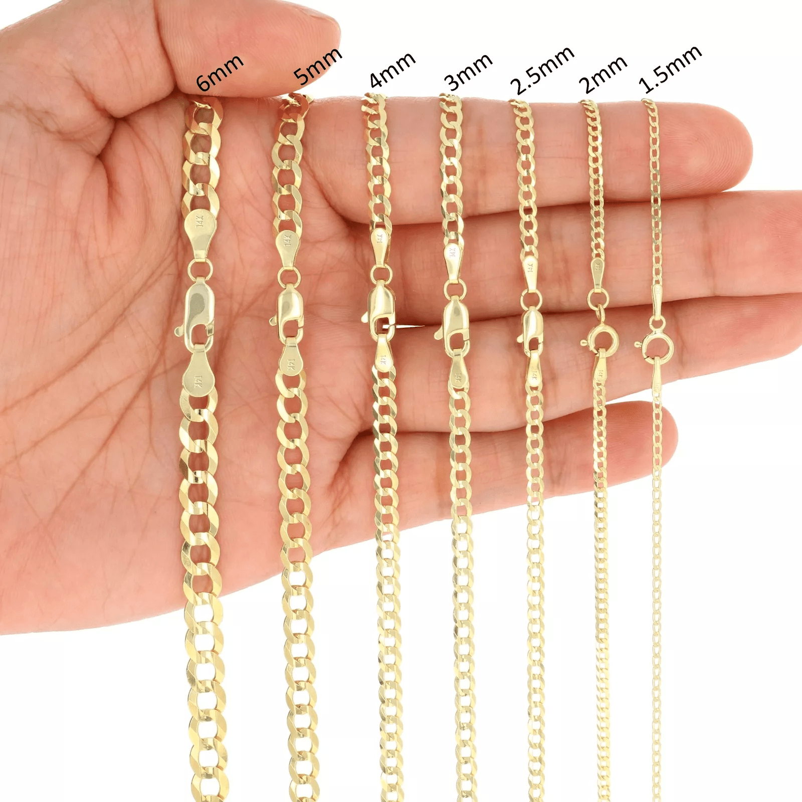 14K Gold Cuban Necklace Chains Men Women Kids Real Genuine Gold