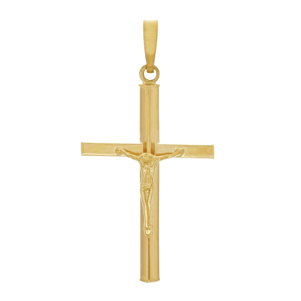 Italian 14k Yellow Gold Hollow 3D Crucifix Cross Charm Pendant 1.4" 1.1 grams - Jewelry Store by Erik Rayo