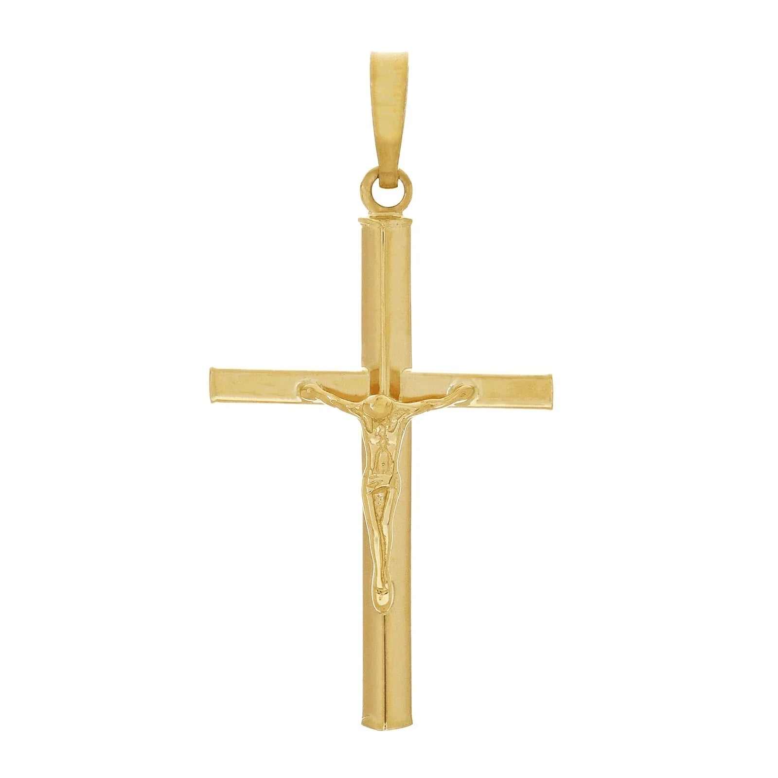 Italian 14k Yellow Gold Hollow 3D Crucifix Cross Charm Pendant 1.4" 1.1 grams - Jewelry Store by Erik Rayo