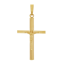 Load image into Gallery viewer, Italian 14k Yellow Gold Hollow 3D Crucifix Cross Charm Pendant 1.4&quot; 1.1 grams
