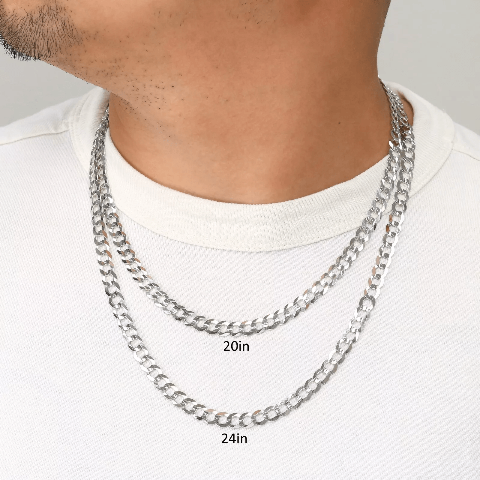 14K White Gold Cuban Necklace Chains Men Women Kids Real Genuine Gold - Jewelry Store by Erik Rayo
