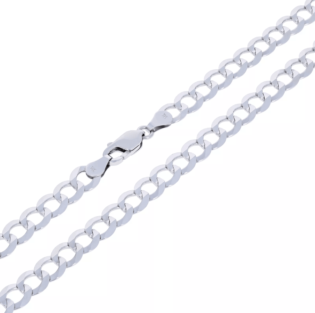 14K White Gold Cuban Necklace Chains Men Women Kids Real Genuine Gold - Jewelry Store by Erik Rayo